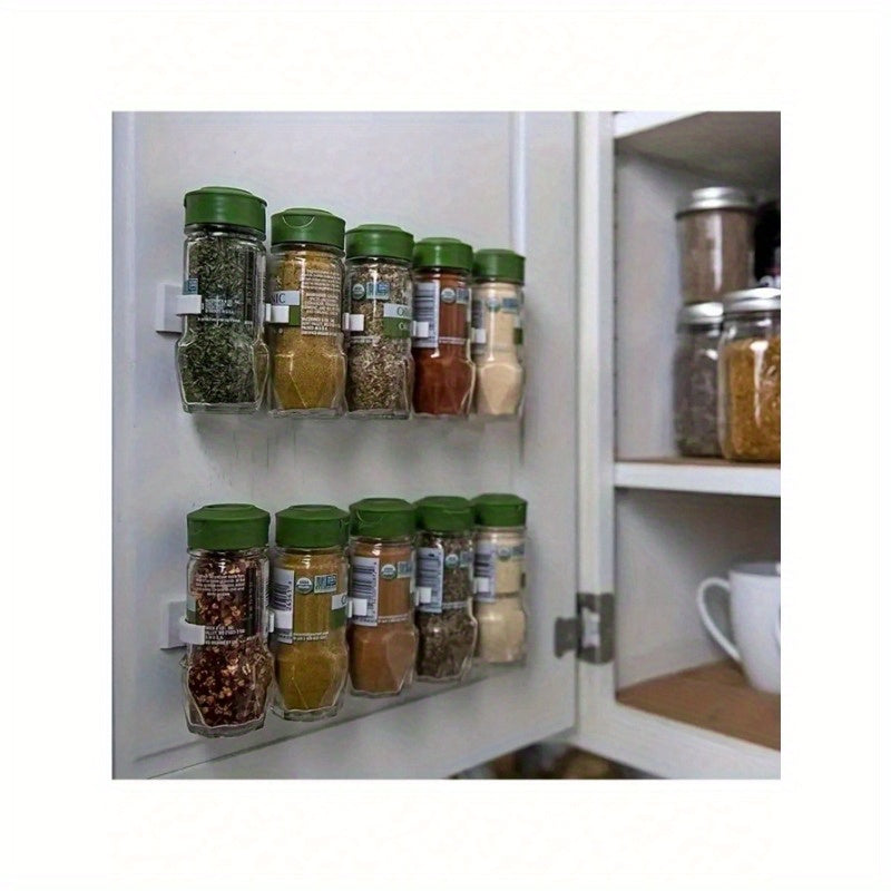 Set of 20 Kitchen Spice Racks - Includes 4 Rows of Clips and Holders for Seasoning Bottles, Perfect for Space-Saving Storage in Homes and Restaurants