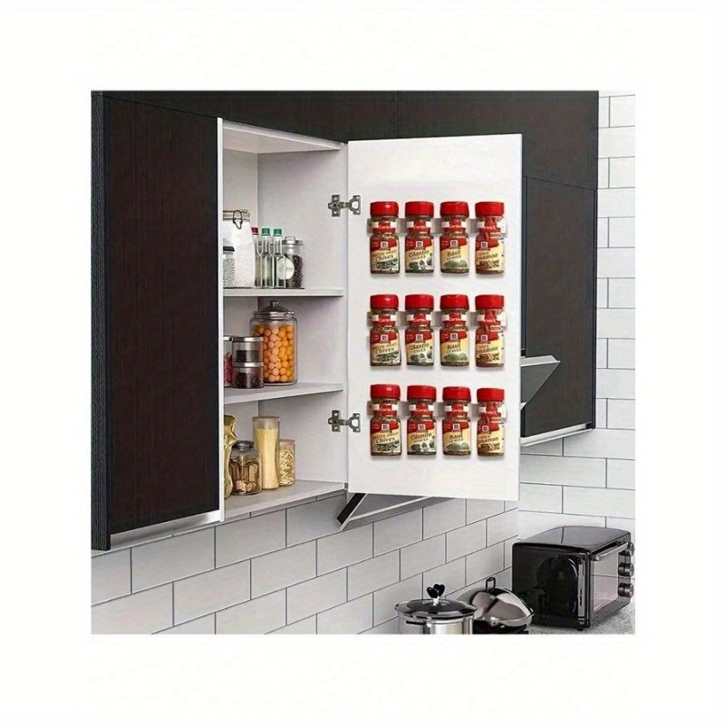 Set of 20 Kitchen Spice Racks - Includes 4 Rows of Clips and Holders for Seasoning Bottles, Perfect for Space-Saving Storage in Homes and Restaurants