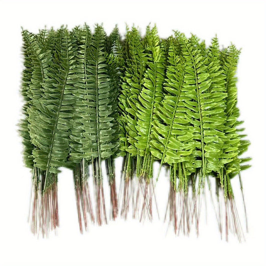 24pcs 32.0cm Realistic Artificial Shrubs and Flowers for Indoor and Outdoor Decor - Simulated Persian Grass, Boston Ferns, and Green Leaves - Ideal for Office and Home Decor.