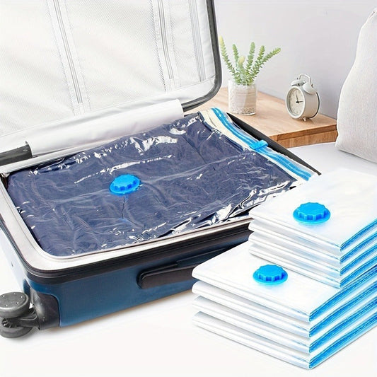 Vacuum Storage Bags Set of 5 - Portable Plastic Travel Bags for Clothes, Blankets, Bedding, Quilts, and Duvets. Essential Space-saving Home Supplies.