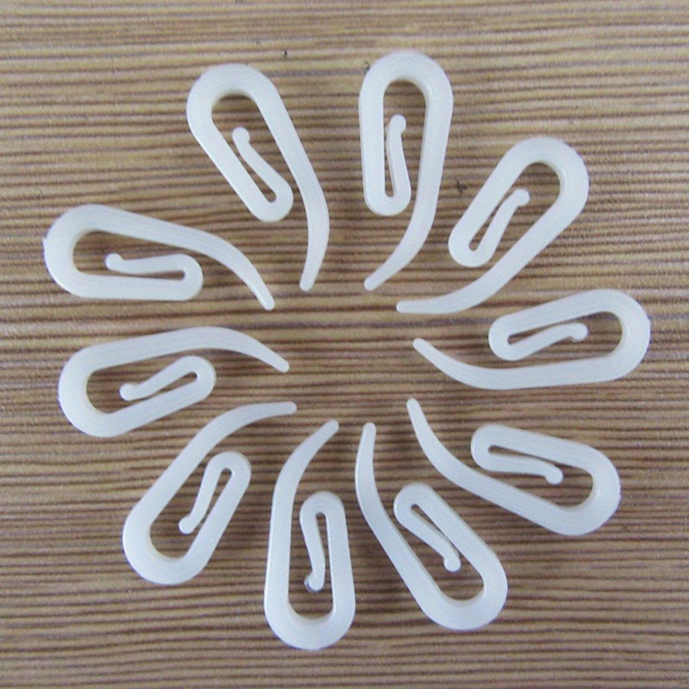 Set of 100 Contemporary White Plastic Curtain Hooks - Includes 6 Hooks in G & Bean Sprout Designs for Stylish Home Décor