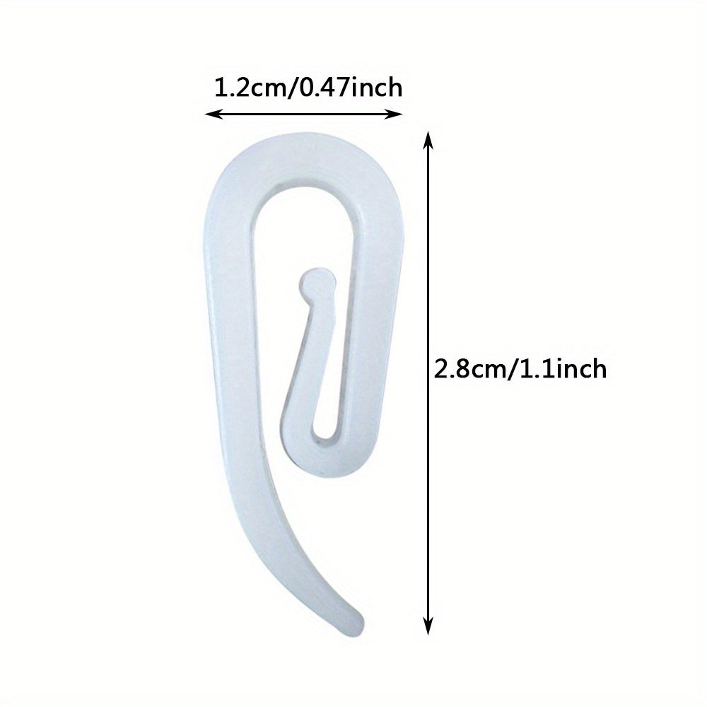 Set of 100 Contemporary White Plastic Curtain Hooks - Includes 6 Hooks in G & Bean Sprout Designs for Stylish Home Décor