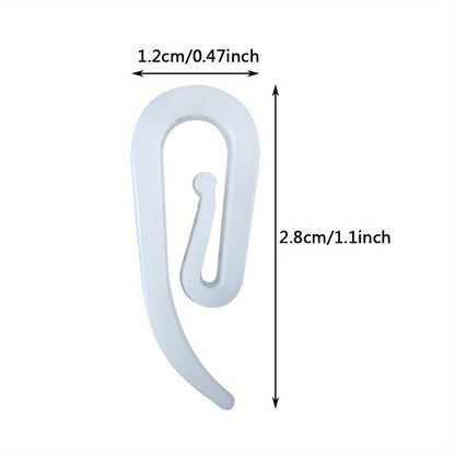 Set of 100 Contemporary White Plastic Curtain Hooks - Includes 6 Hooks in G & Bean Sprout Designs for Stylish Home Décor