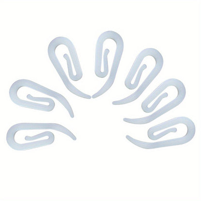 Set of 100 Contemporary White Plastic Curtain Hooks - Includes 6 Hooks in G & Bean Sprout Designs for Stylish Home Décor