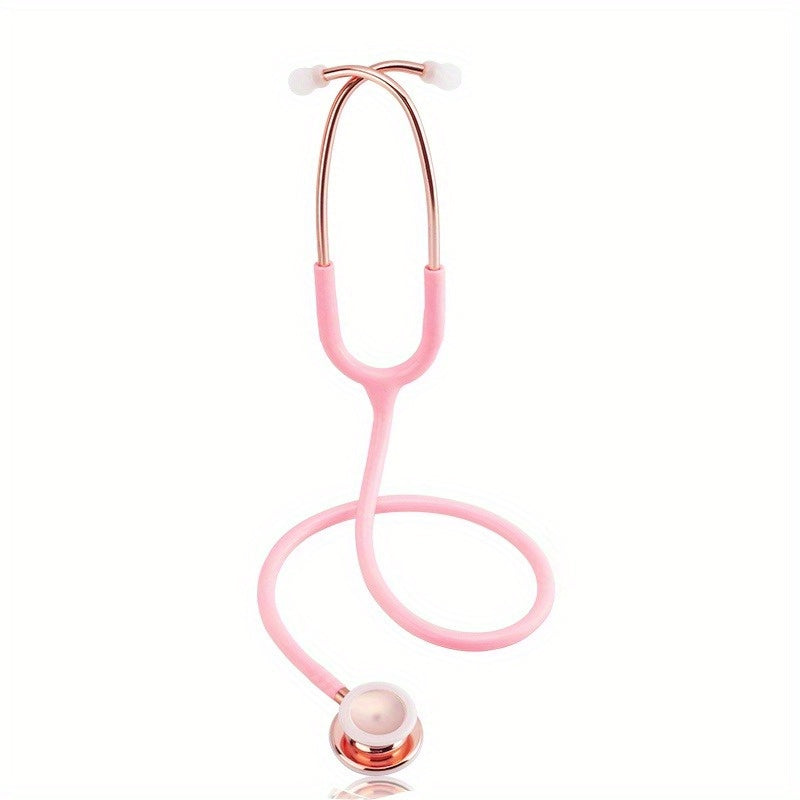 Gold plated double head stethoscope for practice, suitable for students and home use.