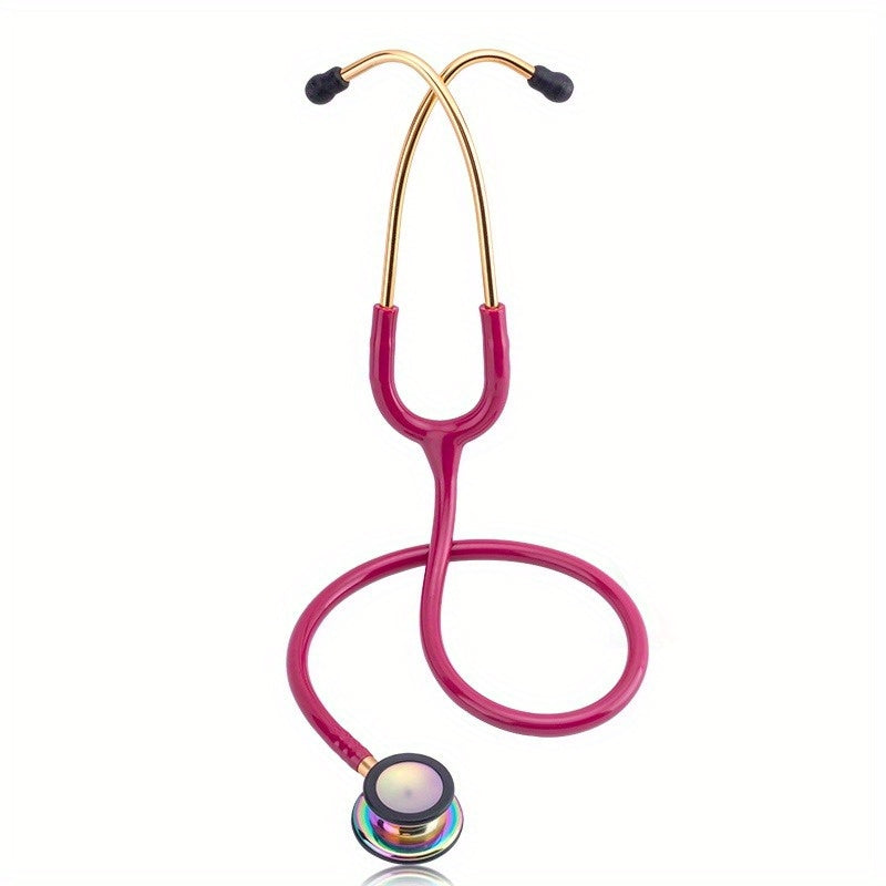 Gold plated double head stethoscope for practice, suitable for students and home use.