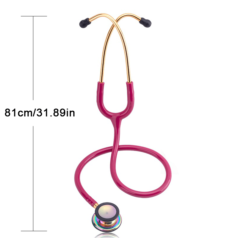 Gold plated double head stethoscope for practice, suitable for students and home use.