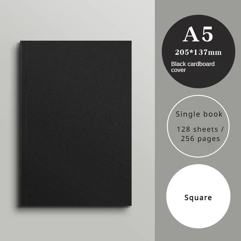 Premium Black Cardstock Notebook with 256 Pages for office and students.