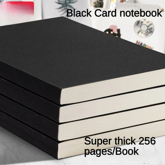 Premium Black Cardstock Notebook with 256 Pages for office and students.