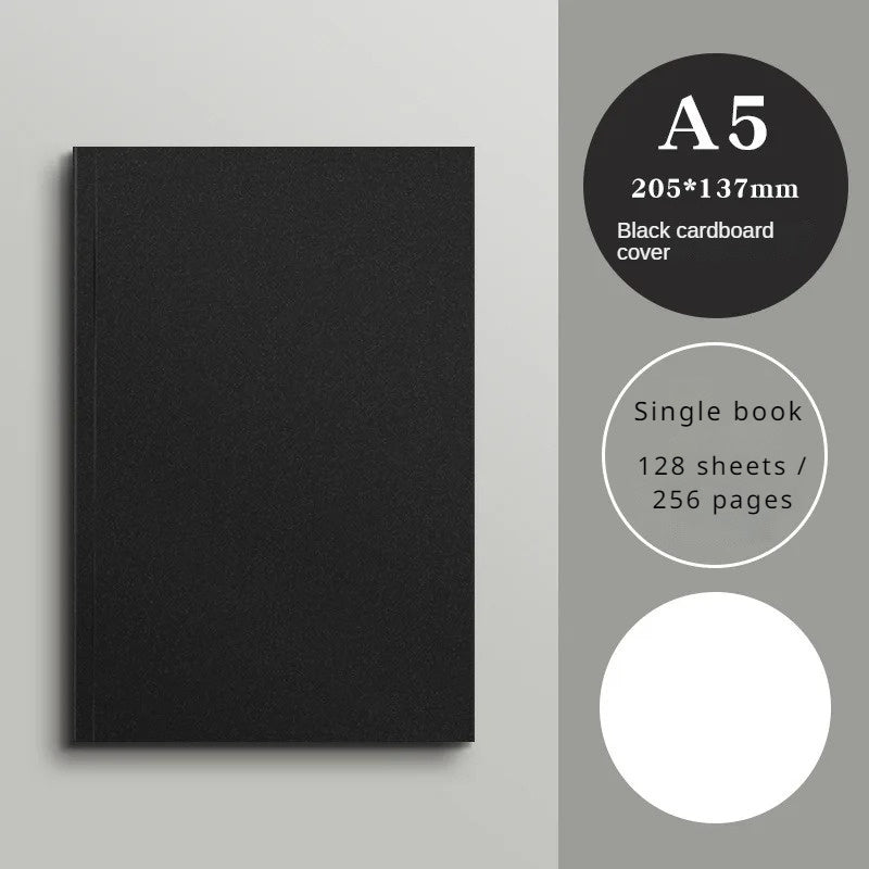 Premium Black Cardstock Notebook with 256 Pages for office and students.