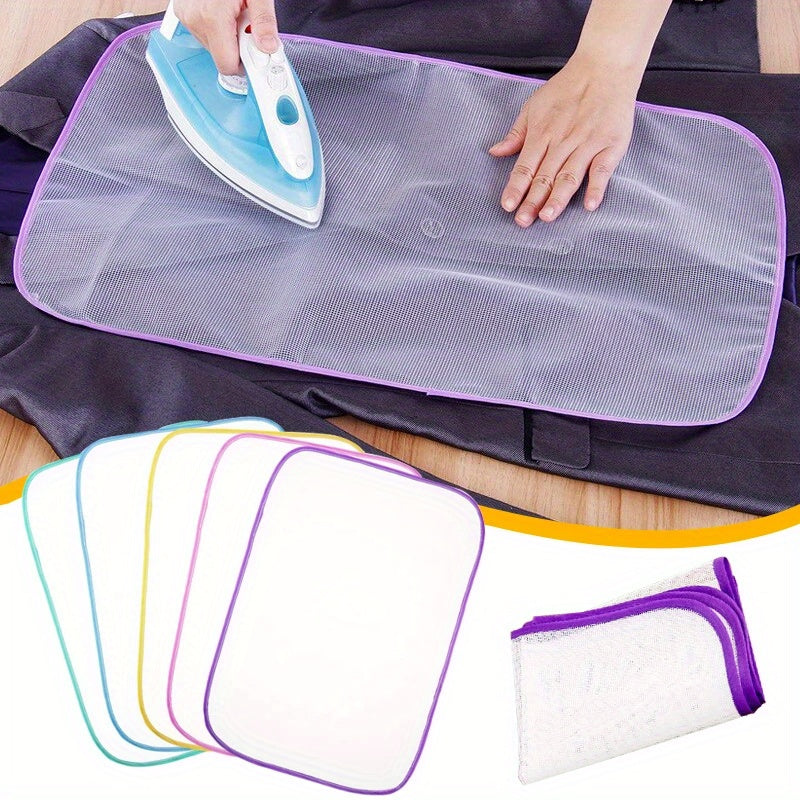 1 or 2 pieces of Mesh Ironing Board Cover that is resistant to high temperatures, designed to protect garments from heat during ironing. This household essential includes a mesh cloth, ironing pad, and heat insulation garment pad in a random color. A