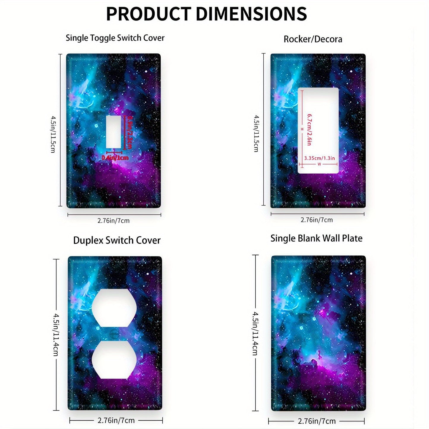 Galaxy Nebula Space Design Light Switch Cover, Screw-In Wall Plate - No Electricity Required for Bedrooms, Bathrooms, Living Rooms