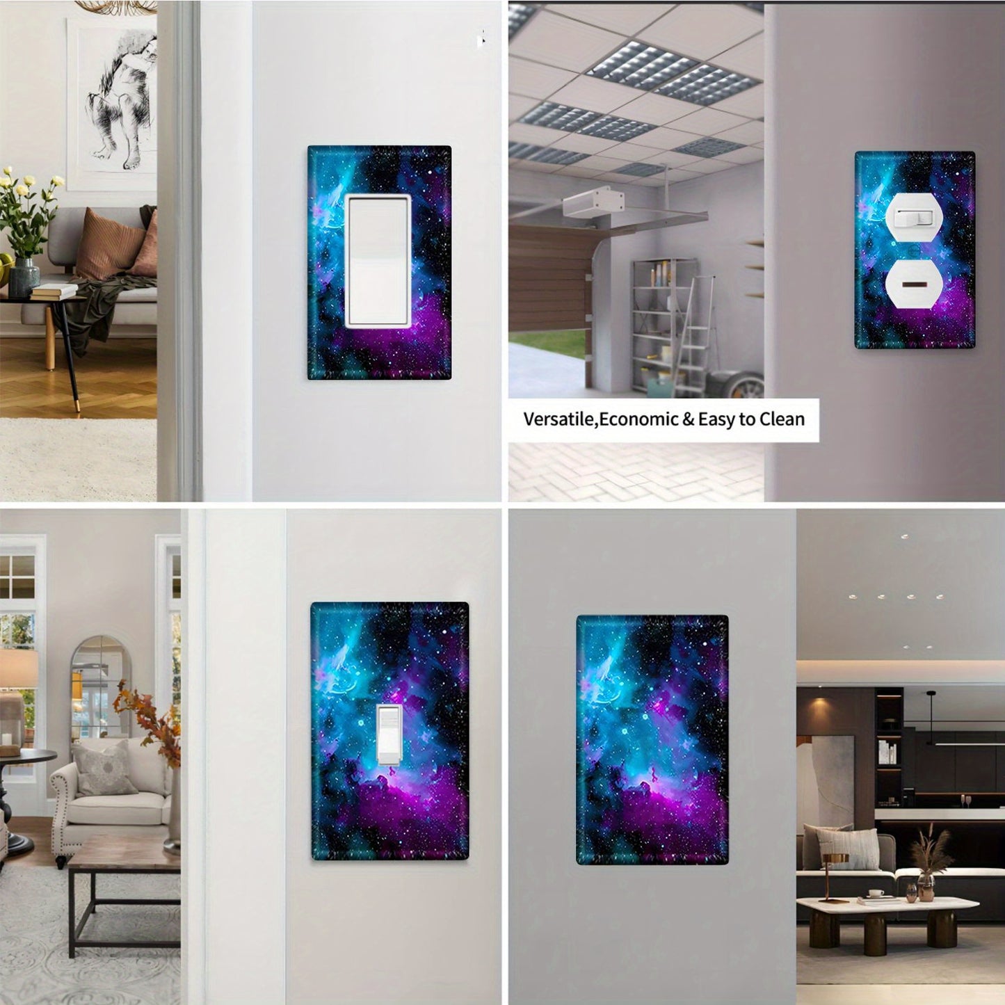 Galaxy Nebula Space Design Light Switch Cover, Screw-In Wall Plate - No Electricity Required for Bedrooms, Bathrooms, Living Rooms