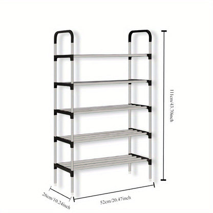 The HHLXGG Multi-Layer Metal Shoe Rack is a durable and stylish storage solution for your shoes. With its dustproof design and space-saving features, this easy-to-assemble floor-standing shoe shelf is perfect for any room in your home.