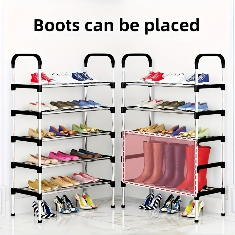 The HHLXGG Multi-Layer Metal Shoe Rack is a durable and stylish storage solution for your shoes. With its dustproof design and space-saving features, this easy-to-assemble floor-standing shoe shelf is perfect for any room in your home.