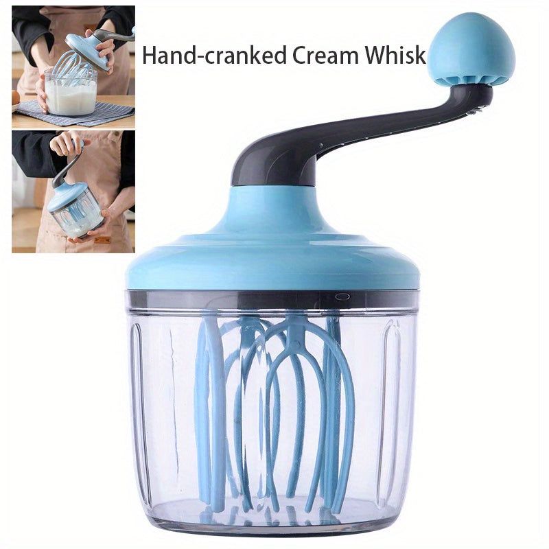 Manual eggbeater with a hand-crank, semi-automatic baking whisk made of ABS material - perfect for home cooking and baking with no power necessary.