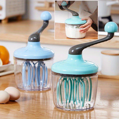 Manual eggbeater with a hand-crank, semi-automatic baking whisk made of ABS material - perfect for home cooking and baking with no power necessary.