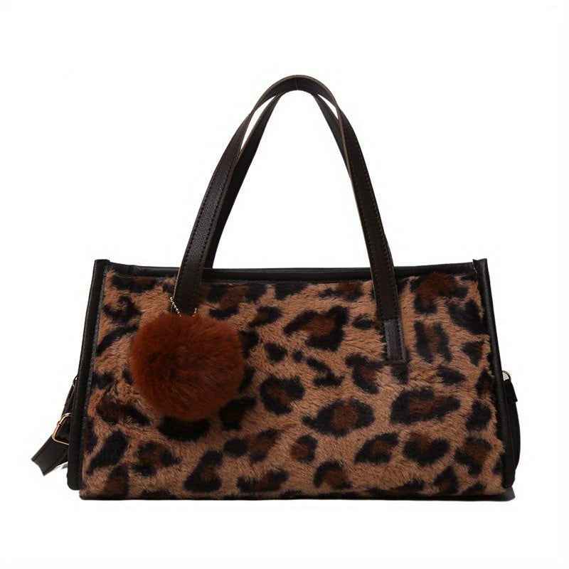 Brown Leopard Print Tote Bag for Women - Stylish Shoulder Bag with Spacious Casual Design