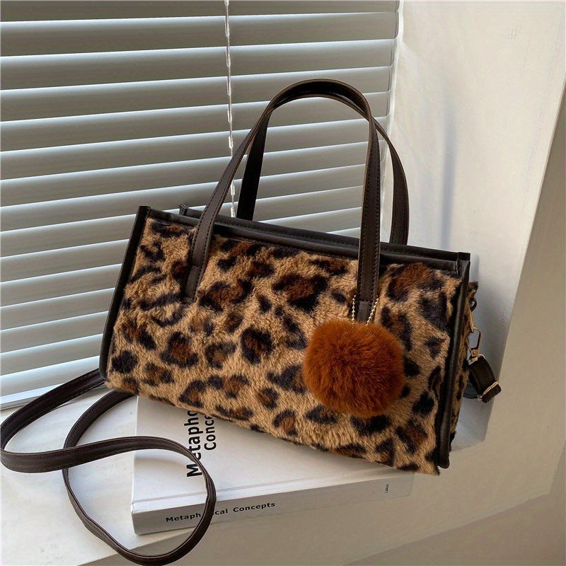 Brown Leopard Print Tote Bag for Women - Stylish Shoulder Bag with Spacious Casual Design