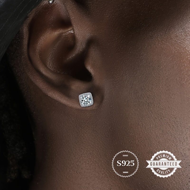 Brilliant Moissanite Stud Earrings in Hip Hop Style - 2 Pieces of 3.2G 3CT, Made of 925 Sterling Silver, Perfect Gift for Women for St. Patrick's Day and Summer Celebrations