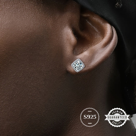 Brilliant Moissanite Stud Earrings in Hip Hop Style - 2 Pieces of 3.2G 3CT, Made of 925 Sterling Silver, Perfect Gift for Women for St. Patrick's Day and Summer Celebrations