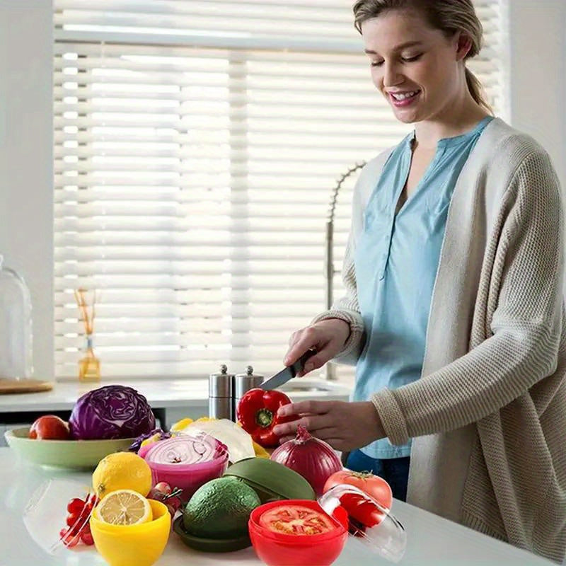 Keep Your Produce Fresh and Organized with our Reusable Plastic Fruit and Vegetable Storage Containers - Ideal for Green Pepper, Lemon, Onion, Apple, Garlic and more - Perfect for Refrigerator Storage - Say goodbye to food waste!