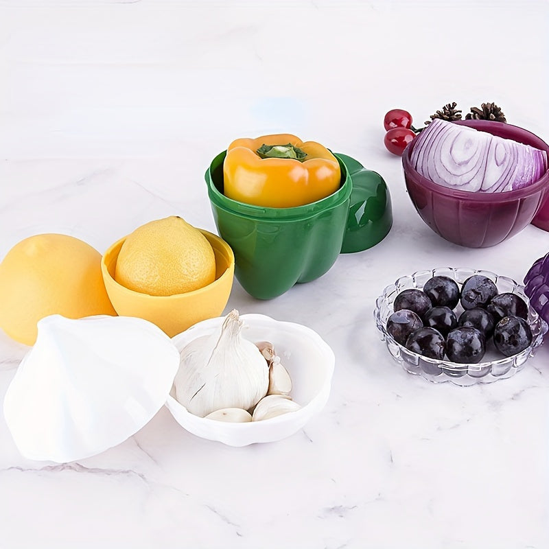 Keep Your Produce Fresh and Organized with our Reusable Plastic Fruit and Vegetable Storage Containers - Ideal for Green Pepper, Lemon, Onion, Apple, Garlic and more - Perfect for Refrigerator Storage - Say goodbye to food waste!