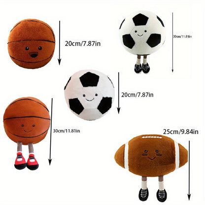 Sports themed plush toy pillows for ages 6-8, preppy style, polyester filled, hand wash only. Perfect for parties, home decor, birthday gifts.