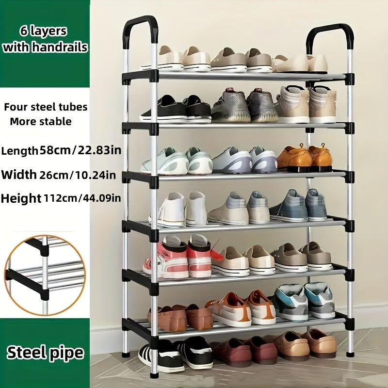 Adjustable 5-Tier Shoe Rack Organizer with Free Standing Metal Shelf - Perfect for Entryway, Hallway, Bedroom, or Office - Easy to Assemble, Versatile Storage Solution for Any Room.