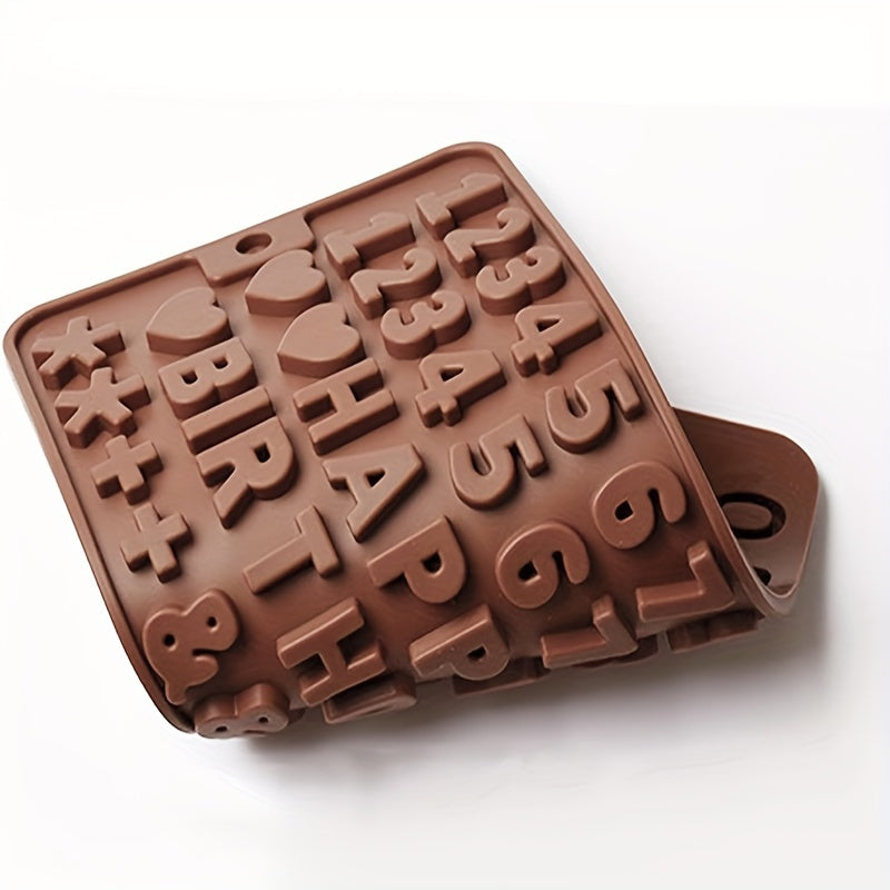 2 Silicone Alphabet & Number Chocolate Molds for easy cake decorating and birthday celebrations.