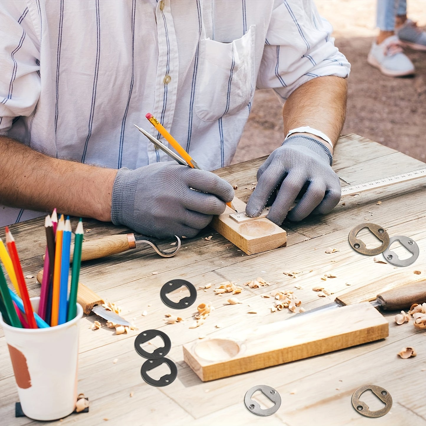 DIY Bottle Opener Insert Kits available in sets of 10, 30, or 50. Made of stainless steel for resin mold projects.