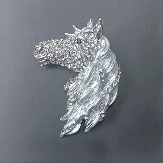 Vintage Rhinestone Horse Head Brooch Pin - A Classic Animal Jewelry Accessory