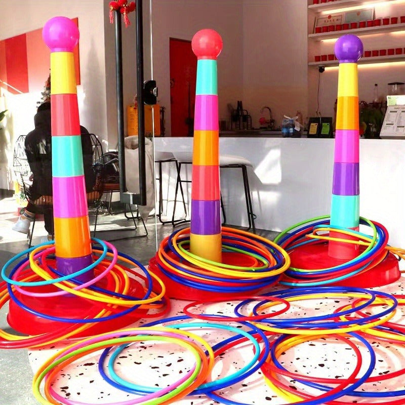 Colorful hoop ring toss game set - perfect for all ages and occasions.