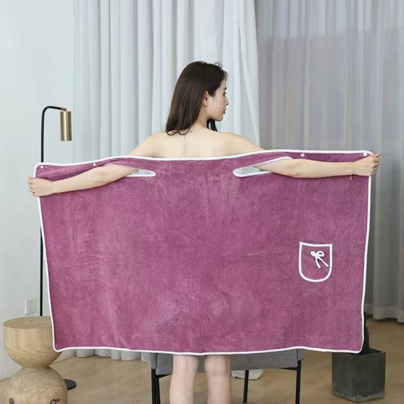 Softer than pure, water-absorbent, thickened bathrobe for adults, wearable bath towel.