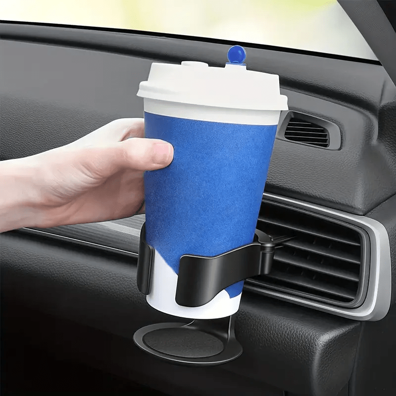 Adjustable PVC car cup holder with sponge base for secure grip, perfect for water bottles and cans, easily installed.