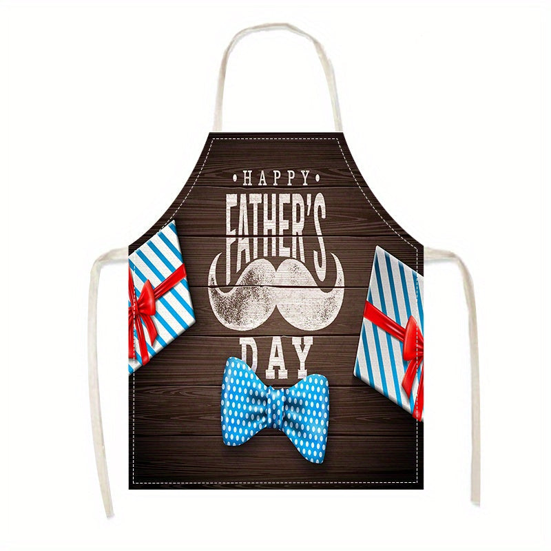 Father's Day Linen Apron - Made with 100% Woven Linen for Durability and Oil-Resistance, Featuring a Comfortable Fit and Fun Print Design, Suitable for Cooking and Household Tasks, the Ideal Gift for Dad