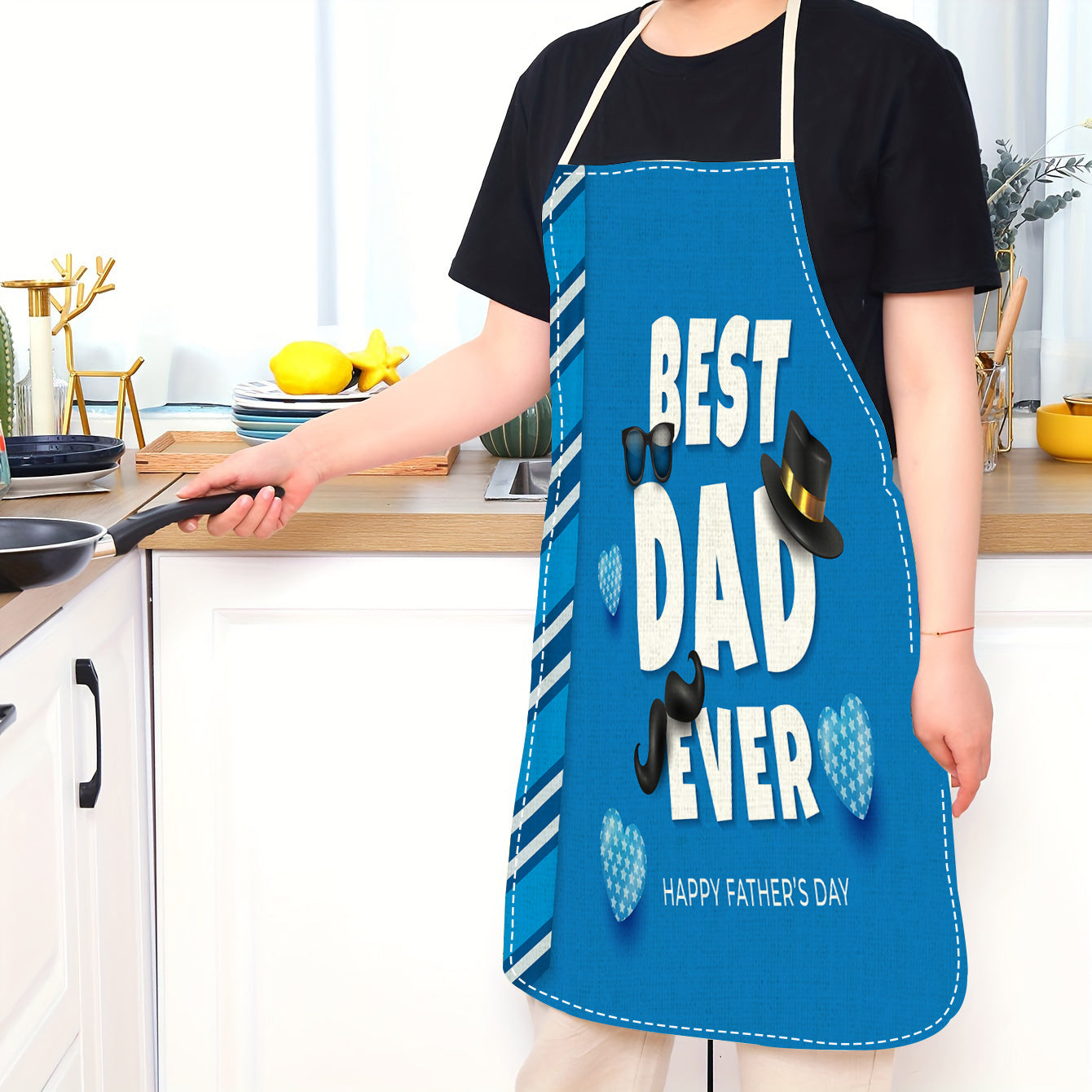 Show your appreciation this Father's Day with the Best Dad Ever Chef Apron! Made of durable, oil-resistant linen and featuring a creative tie and fashion glasses print, this apron offers a comfortable fit for cooking and home tasks. It's the ideal gift