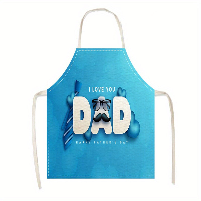 DAD I LOVE YOU" Father's Day Apron - A Funny and Heartwarming Gift, Made from 100% Linen, Oil-Resistant, Sturdy Chef's Apron with Creative Design - Perfect for Cooking, Chores, and Special Occasions