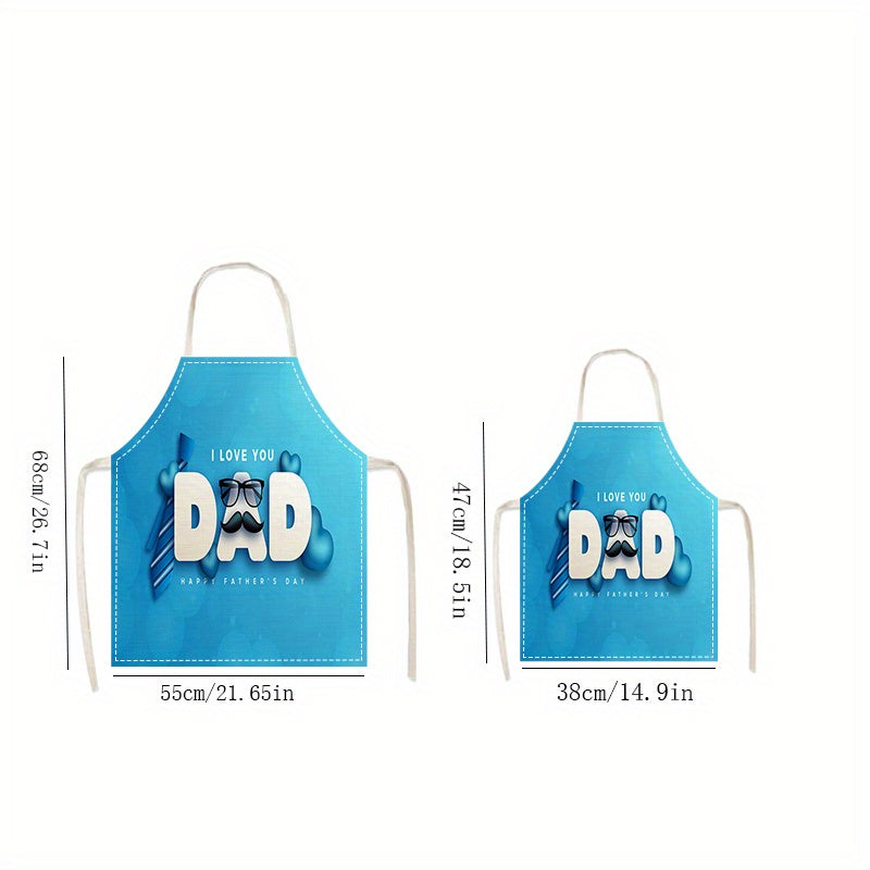 DAD I LOVE YOU" Father's Day Apron - A Funny and Heartwarming Gift, Made from 100% Linen, Oil-Resistant, Sturdy Chef's Apron with Creative Design - Perfect for Cooking, Chores, and Special Occasions