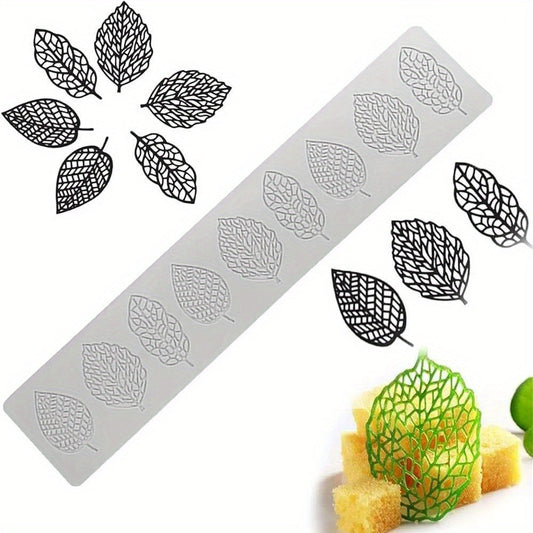 Silicone Fondant Mold with 9 Leaf-Inspired Designs - Ideal for Baking Enthusiasts, Durable Tool for Chocolate & Cake Decorating