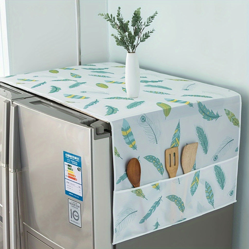 Waterproof Cartoon Refrigerator Cover featuring Multi-functional Storage and Hanging Bag - 1 piece