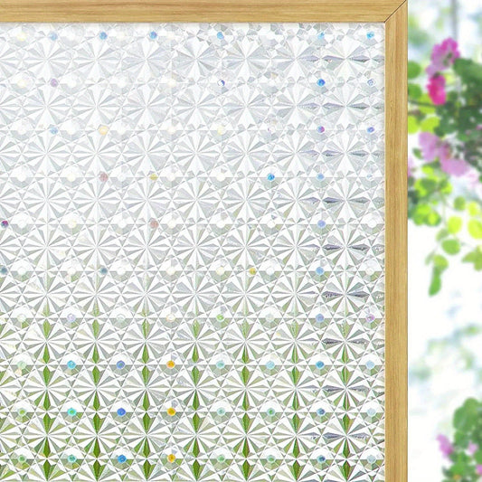 Decorate your home with this vintage-inspired privacy film for windows. Made of durable PVC material, this static cling mounting film is 16mil thick and blocks UV rays while still allowing light to pass through. Perfect for bathrooms and home decor.