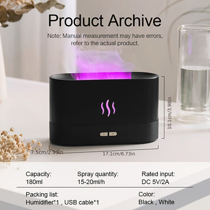 New USB-powered color-changing mist humidifier with LED lights and essential oil diffuser feature.