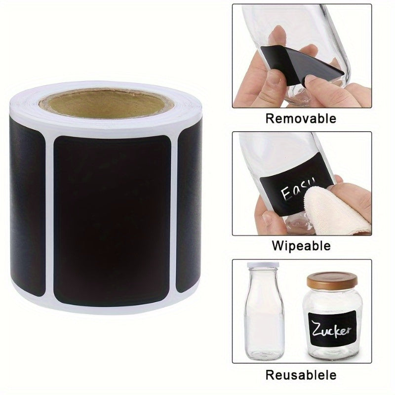 120pcs waterproof blackboard sticker labels with pen, perfect for storage bins, parties, craft rooms, weddings, art supplies.