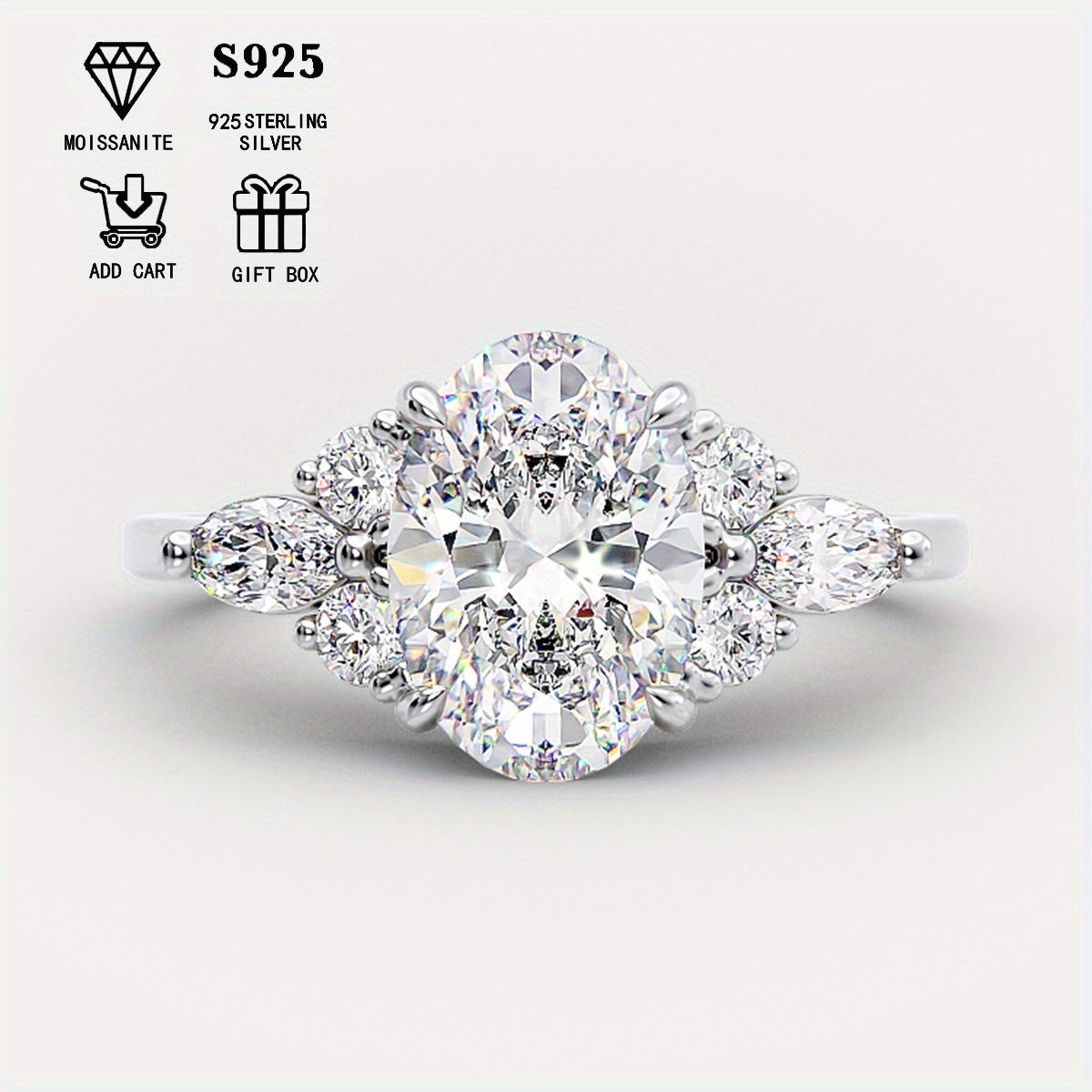 925 Sterling Silver Moissanite Engagement Ring with 1ct or 2ct Pear Cut Stone in a Prong Setting, Elegant and Luxurious Design, Hypoallergenic, Perfect for Anniversary Gifts for Women, Versatile Daily Wear Jewelry Comes in a Gift Box