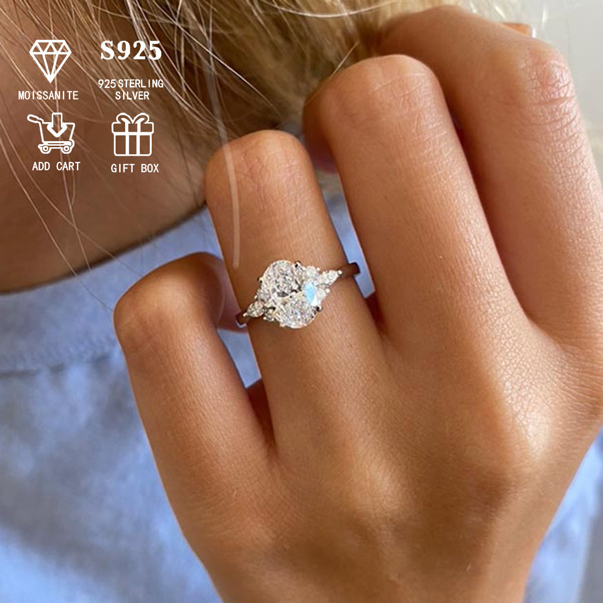 925 Sterling Silver Moissanite Engagement Ring with 1ct or 2ct Pear Cut Stone in a Prong Setting, Elegant and Luxurious Design, Hypoallergenic, Perfect for Anniversary Gifts for Women, Versatile Daily Wear Jewelry Comes in a Gift Box