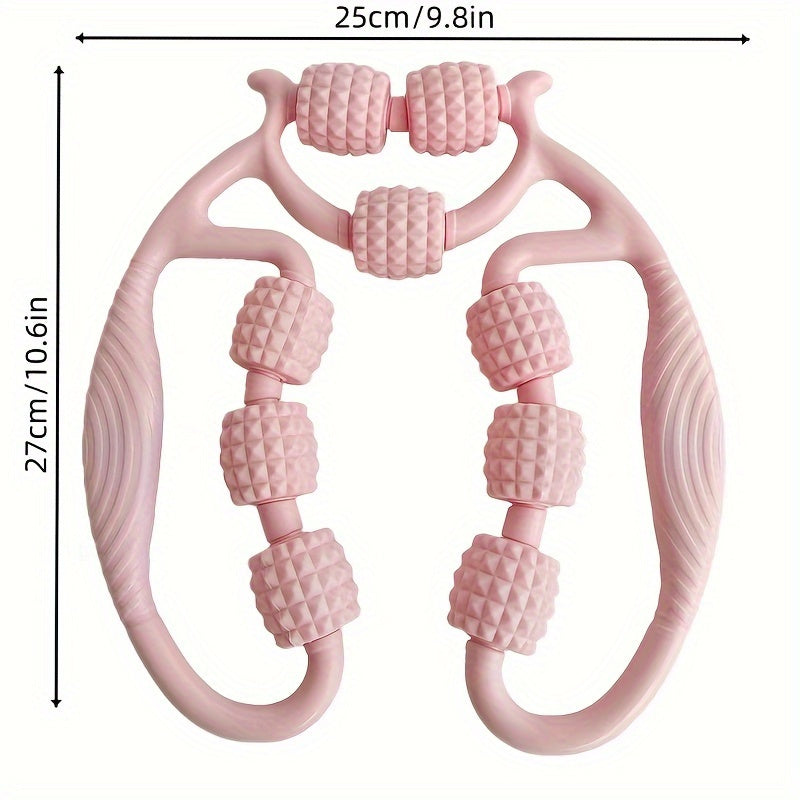 1 piece manual massager with 9 wheels, suitable for thighs, calves, and cervical spine. Unisex design for unclogging meridian points and repairing the body.