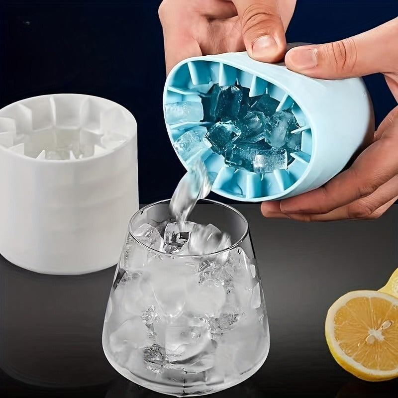 Round Ice Tray with Easy Demolding and Food-Grade Ice Storage Box, Silicone 3D Ice Cube Mold