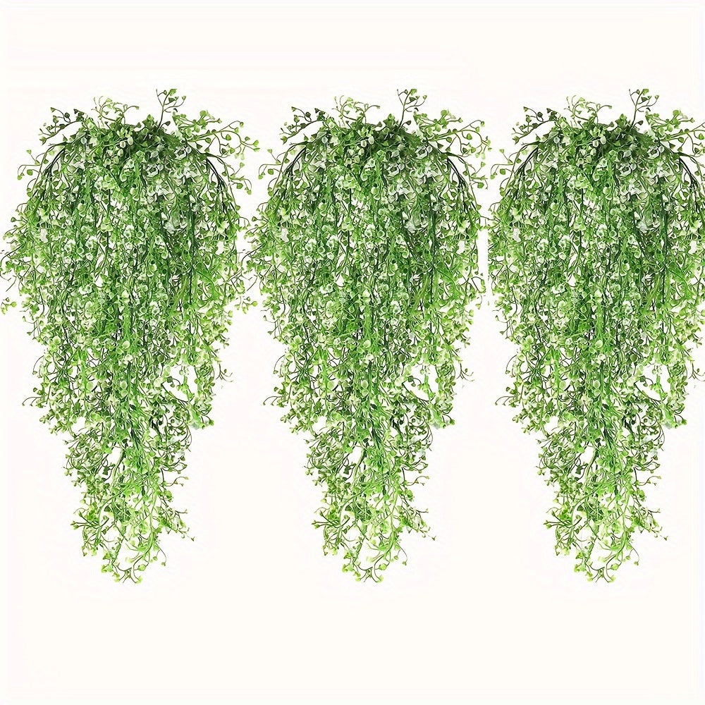 Set of 3 artificial fern vines for indoor/outdoor decoration, perfect for events and home decor, no maintenance needed. UV-resistant faux ivy.