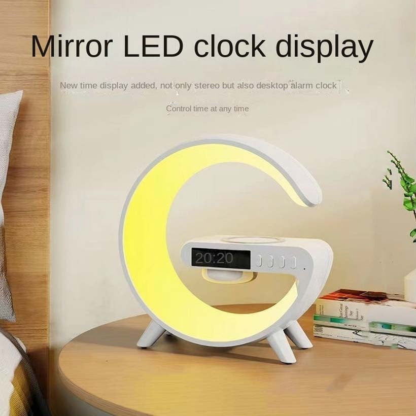 Wireless Music Table Lamp with Time Display, Alarm & Rechargeable LED Light for Home Office